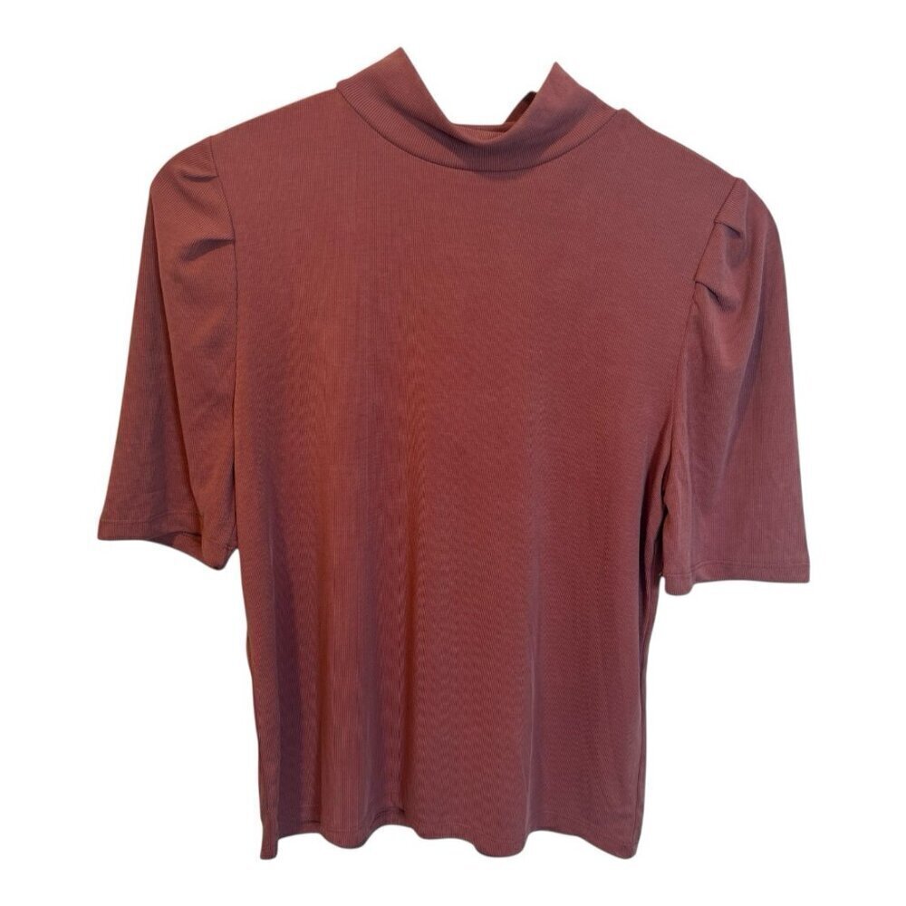 Saltwater Luxe Women’s Short Sleeve Mock Neck Tee Small Raspberry Knit Modal